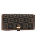 ジバンシィ GIVENCHY 長財布 がま口 二つ折り キャンバス レザー 4Gロゴ 総柄 茶色 ブラウン 黒 ブラック /XZ ■GY18