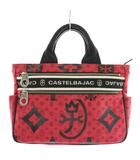 カステルバジャック CASTELBAJAC ニース トートバッグ ハンド キャンバス モノグラム プリント 総柄 ロゴ 赤 レッド 黒 ブラック /XZ ■GY18