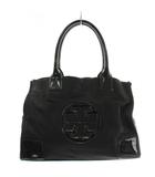 トリーバーチ TORY BURCH トートバッグ ハンド ナイロン エナメル ロゴ 黒 ブラック /XZ ■GY18