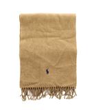 ポロ ラルフローレン POLO RALPH LAUREN イタリア製 マフラー ストール ウール フリンジ ロゴ 刺繍 166×30 茶色 ブラウン /XZ ■GY18