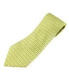 エルメス HERMES ネクタイ 絹 シルク ワイドタイ 総柄 黄色 イエロー /XZ ■GY18