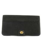 長財布 お札入れ 二つ折り レザー ロゴ ゴールド金具 黒 ブラック /XZ ■GY18