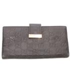 グッチ GUCCI 二つ折り 長財布 レザー 本革 黒 ブラック GGロゴ 型押し 総柄 212096・478442 /JS ■GY11