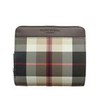 マッキントッシュ ロンドン MACKINTOSH LONDON 二つ折り財布 ウォレット チェック柄 レザー ロゴ ラウンドファスナー 茶 ブラウン ■GY18 /MQ