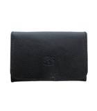 イルビゾンテ IL BISONTE カードケース 名刺入れ レザー 牛革 ロゴ刻印 黒 ブラック 411620 /NU ■GY18