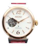 セイコー SEIKO LUKIA ルキア メカニカル 4R38-00N0 腕時計 ウォッチ 自動巻き 裏スケ レザーベルト 白文字盤 ゴールドカラー 金色 ■GY18 /MQ