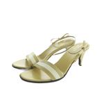 グッチ GUCCI サンダル レザー ロゴ リボン 36 23cm 黄 イエロー 茶 ブラウン ■GY11 /MQ ■OH