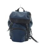 コーチ COACH F56013 リュックサック バックパック ロゴ レザー 黒 ブラック 青 ブルー ■GY18 /MQ