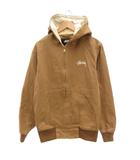 ステューシー STUSSY アクティブ ジャケット フード パーカー ジップアップ ダック生地 ロゴ 刺繍 L 茶 ブラウン /JS ■GY18