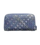 ボッテガヴェネタ BOTTEGA VENETA 長財布 ウォレット レザー イントレチャート ラウンドファスナー ロゴ 紺 ネイビー ■GY18 /MQ