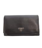 プラダ PRADA 長財布 ウォレット 小銭入れあり 三角プレート レザー 黒 ブラック /FF ■GY18