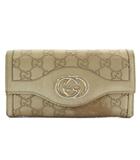 グッチ GUCCI 長財布 二つ折り レザー グッチシマ インターロッキングG 総柄 ゴールド色 282434・496334 /XZ ■GY18