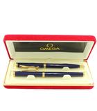 オメガ OMEGA ボールペン 2本セット 文房具 筆記用具 ロゴ 紺 ネイビー ゴールド色 /XZ ■GY18