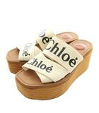 クロエ CHLOE ウッディ Woody サンダル エスパドリーユ オープントゥ ウェッジソール 厚底 ロゴ 36 23㎝ 茶色 ブラウン /XZ ■GY18