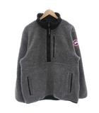 カナダグース CANADA GOOSE Renfrew フリースジャケット プルオーバー ハーフジップ ロゴ刺繍 M グレー 黒 ブラック 7053M /GV ■GY18