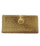 グッチ GUCCI 長財布 二つ折り オーストリッチ レザー ホースビット ゴールド金具 ベージュ 101602・2184 /XZ ■GY42