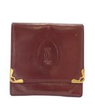 カルティエ Cartier マストライン 小銭入れ コインケース 二つ折り レザー ロゴ ボルドー /XZ ■GY11