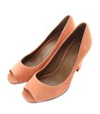 トリーバーチ TORY BURCH パンプス スエード オープントゥ ハイヒール Tロゴ ゴールド金具 5.5M 22.5cm ピンク /XZ ■GY18