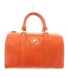 ハンティングワールド HUNTING WORLD ミニボストンバッグ ハンド レザー ロゴ ゴールド金具 オレンジ /XZ ■GY18