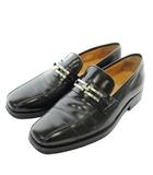 ビットローファー ビジネスシューズ レザー スクエアトゥ 24.5㎝ 黒 ブラック /XZ ■GY18