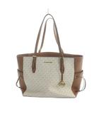 マイケルコース MICHAEL KORS トートバッグ ハンド ロゴ PVC レザー 総柄 茶 ブラウン 白 ホワイト ■GY18 /MQ