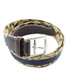 コーチ COACH ベルト ハトメ キャンバス レザー シグネチャー ロゴ 36/90 ベージュ 紺 ネイビー 90006 /XZ ■GY18