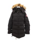 カナダグース CANADA GOOSE BELLEVILLE ダウンコート ワッペンロゴ コヨーテファー 毛皮 S 紺 ネイビー ロング丈 2301JL R /JS ■GY18