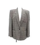 バーバリーズ Burberrys ヴィンテージ タグ付き テーラードジャケット 11AR チェック柄 シルク混 シングル 黒 ブラック /NU ■GY18