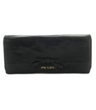プラダ PRADA 長財布 フラップ 小銭入れ レザー リボン 黒 /MI ■OH ■GY17