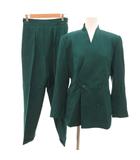 ケンゾー KENZO KIMONO テーラードジャケット パンツ スラックス ダブルボタン ウール S 緑 グリーン 総裏地 肩パッド 開き見せ /JS ■GY40