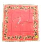 フェンディ FENDI ハンカチ 総柄 コットン ロゴ 赤 レッド /JS ■GY11