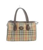 バーバリーズ Burberrys ボストンバッグ ハンド キャンバス レザー ノバチェック ロゴ 茶 ブラウン ■GY18 /MQ