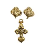 ロエベ LOEWE ヴィンテージ イヤリング クロス チャーム パール 真珠 ゴールド色 ■GY18 /MQ