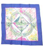 エルメス HERMES 美品 カレ90 GIVERNY 庭 スカーフ 花柄 ロゴ 青 ブルー 白 ホワイト 花柄 /JS ■GY42