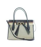 ケイトスペード KATE SPADE トゥージュール キャンバス ミディアム サッチェル ハンドバッグ ショルダーバッグ 2way ベージュマルチ ネイビー キャンバス レザー タッセル スペード金具 ■GY18 /RI ■OS