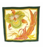 サルヴァトーレフェラガモ Salvatore Ferragamo スカーフ ボタニカル柄 マルチカラー 深緑 ディープグリーン 黄色 イエロー /SS ■OS ■GY18