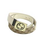 グッチ GUCCI ベルト レザー ロゴ シグネチャー ゴールド金具 茶 ブラウン ■GY18 /MQ ■OH