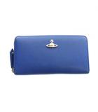 長財布 ウォレット レザー オーブ ロゴ ラウンドファスナー 青 ブルー ■GY11 /MQ