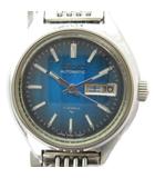 セイコー SEIKO AUTOMATIC オートマチック 2206-0480 腕時計 ヴィンテージ アンティーク ウォッチ 自動巻き 青文字盤 17石 デイデイト カレンダー付き カットガラス シルバー色 ■GY18 /MQ
