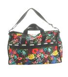 レスポートサック LesportSAC ボストンバッグ 花柄 総柄 マルチカラー 黒 ブラック ピンク /SS ■OS ■GY13