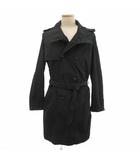 アレキサンダーマックイーン ALEXANDER MCQUEEN トレンチコート ロング 48 黒 ブラック エポレット ベルト 背抜き CMQN-YM-1040 /JS ■GY18