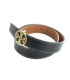 トリーバーチ TORY BURCH ベルト ロゴ レザー 革 ゴールド金具 黒 ブラック ■GY18 /MQ