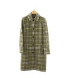 バーバリー ロンドン BURBERRY LONDON ステンカラーコート チェック柄 ウール ロング 40 グリーン /HK ■GY18