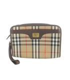 バーバリーズ Burberrys クラッチバッグ セカンドバッグ キャンバス レザー ノバチェック ロゴ ベージュ 茶 ブラウン ■GY18 /MQ