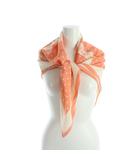 シャネル CHANEL 大判スカーフ ショール ロゴ ドット柄 総柄 絹 シルク オレンジ ■GY13 /MQ