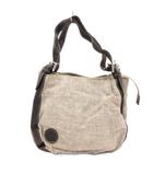 ハンティングワールド HUNTING WORLD ショルダーバッグ レザー 切替 型押しロゴ 白 ホワイト 黒 ブラック /JS ■GY18