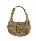 7074 ショルダーバッグ ロゴ シグネチャー キャンバス レザー 茶 ブラウン ■GY17 /MQ