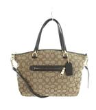 58875 ショルダーバッグ ハンド 2WAY シグネチャー レザー ロゴ 茶 ブラウン ■GY11 /MQ