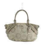 15935 ハンドバッグ トート オプアート レザー 切替  ベージュ ■GY11 /MQ