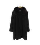 ルチアーノソプラーニ LUCIANO SOPRANI ステンカラーコート カシミア100% ブルーフォックスファー 38 ブラック ブラウン /DF ■GY18